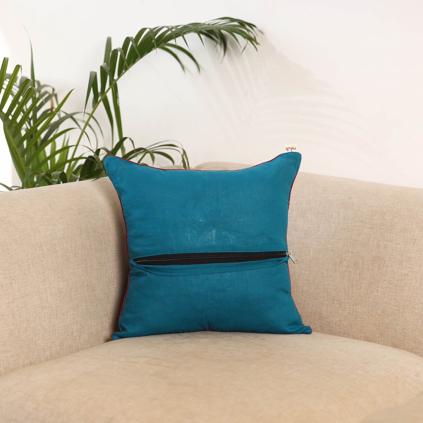 Blue - sanganeri cushion cover 08 - handcrafted
