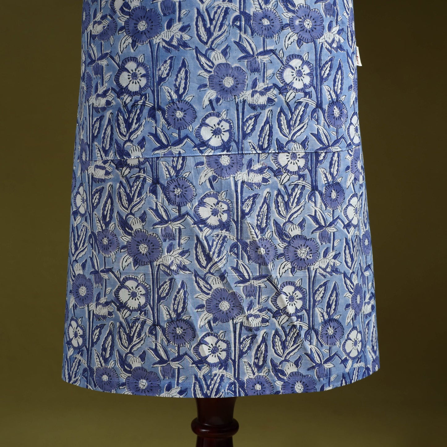 Blue - sanganeri hand block print apron with pocket 04