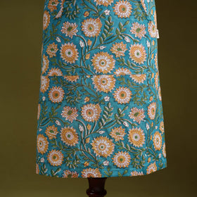 Blue - sanganeri hand block print apron with pocket 06