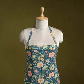 Blue - sanganeri hand block print apron with pocket 12