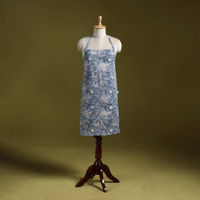 Blue - sanganeri hand block print apron with pocket 17