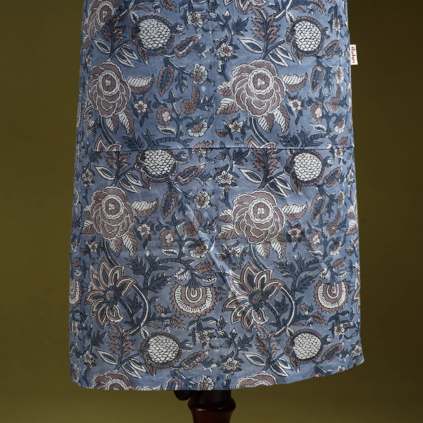 Blue - sanganeri hand block print apron with pocket 17