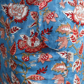 Blue - sanganeri hand block print apron with pocket 19