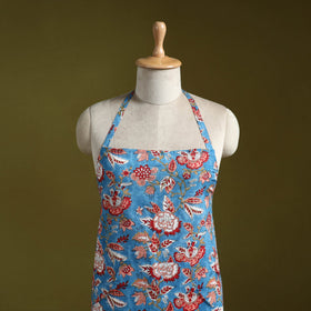 Blue - sanganeri hand block print apron with pocket 19