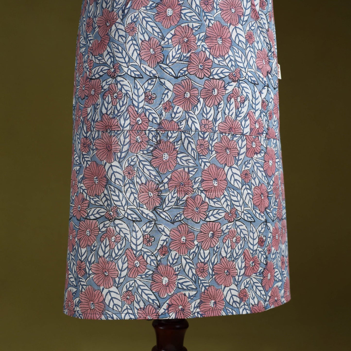 Blue - sanganeri hand block print apron with pocket 22