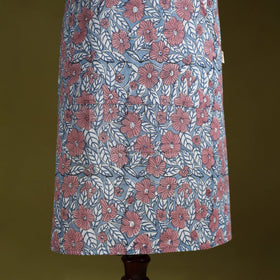Blue - sanganeri hand block print apron with pocket 22