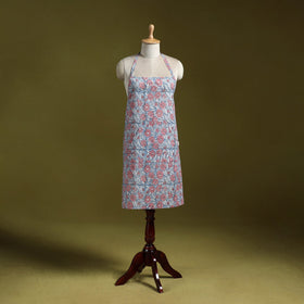 Blue - sanganeri hand block print apron with pocket 22