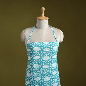 Blue - sanganeri hand block print apron with pocket 32
