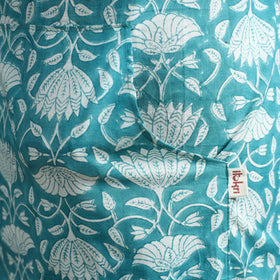 Blue - sanganeri hand block print apron with pocket 32