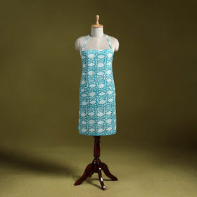 Blue - sanganeri hand block print apron with pocket 32