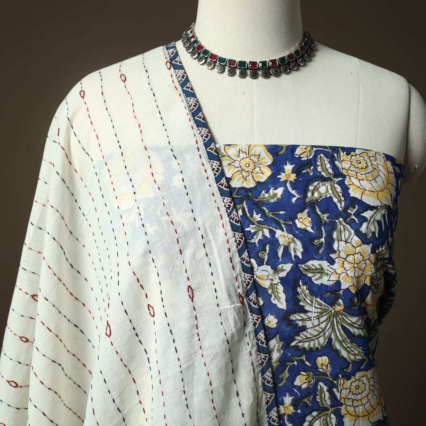 Sanganeri hand block print cotton 2pc unstitched dress