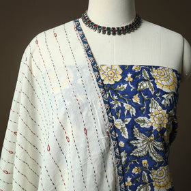 Sanganeri hand block print cotton 2pc unstitched dress