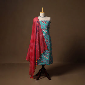 Blue - sanganeri hand block print cotton 2pc unstitched
