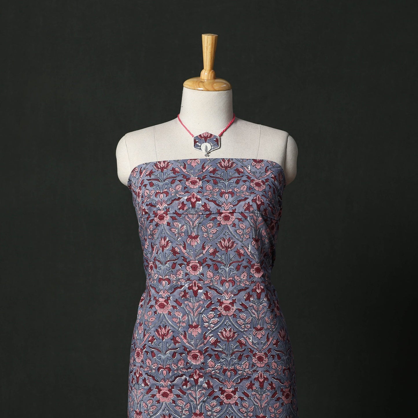 Sanganeri hand block print cotton 2pc unstitched dress