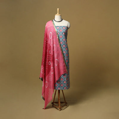Sanganeri hand block print cotton 2pc unstitched dress