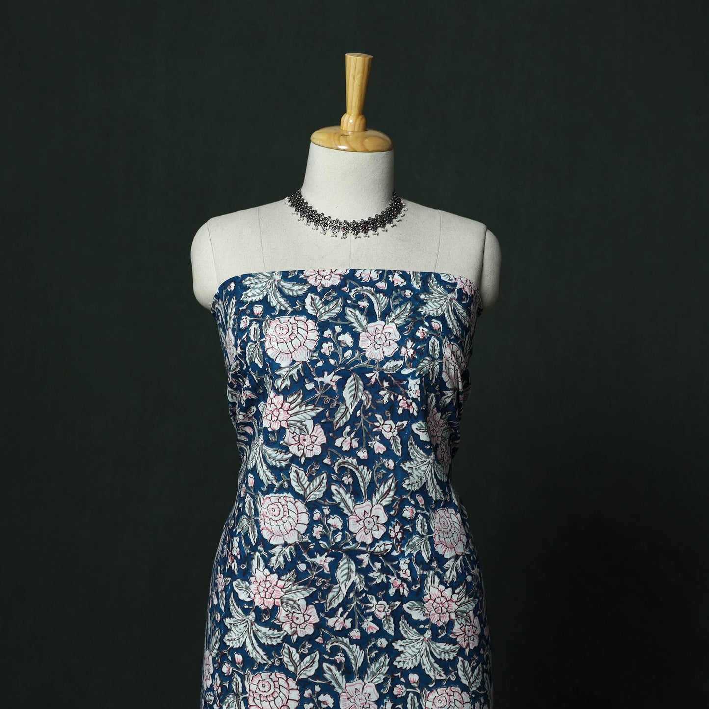 Sanganeri hand block print cotton 2pc unstitched dress