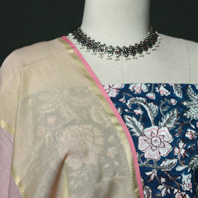 Sanganeri hand block print cotton 2pc unstitched dress