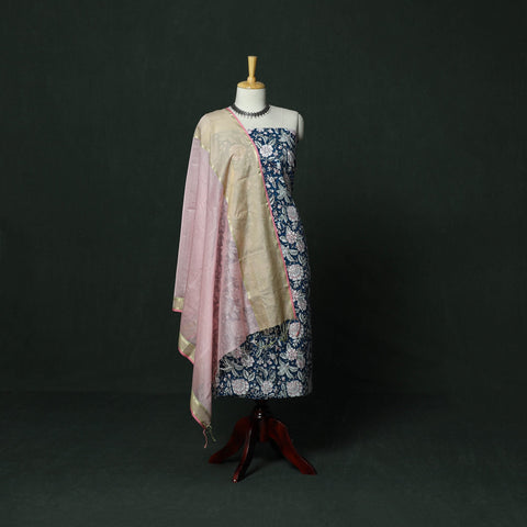 Sanganeri hand block print cotton 2pc unstitched dress