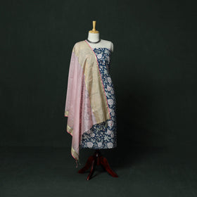 Sanganeri hand block print cotton 2pc unstitched dress