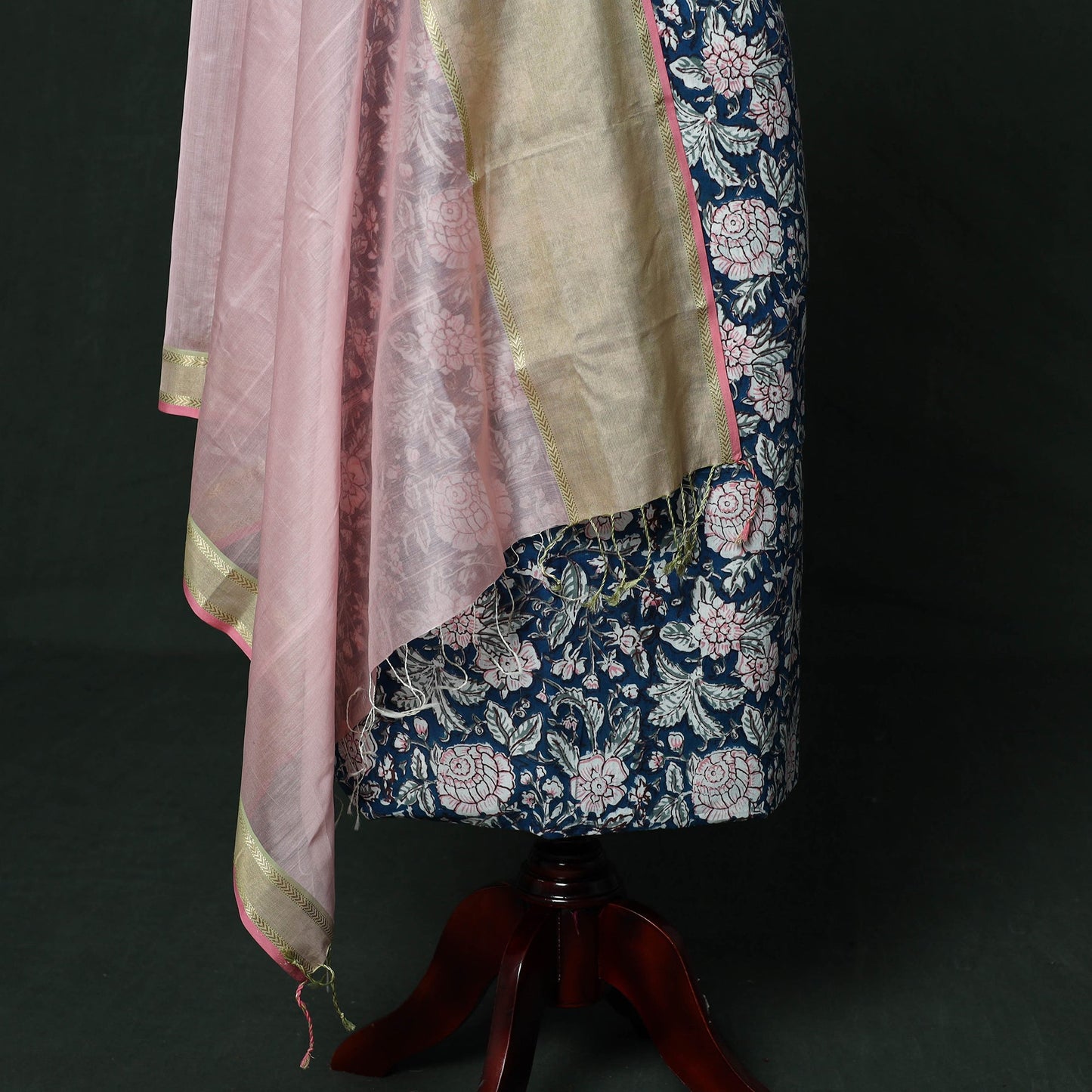Sanganeri hand block print cotton 2pc unstitched dress