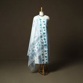 Sanganeri hand block print cotton 3pc unstitched dress