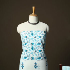 Sanganeri hand block print cotton 3pc unstitched dress