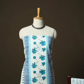 Sanganeri hand block print cotton 3pc unstitched dress