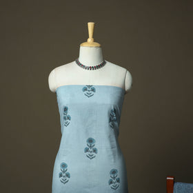 Sanganeri hand block print cotton 3pc unstitched dress
