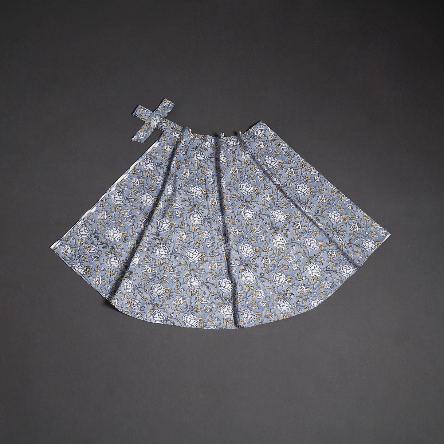 Sanganeri hand cotton wrap around skirt 42 - handcrafted