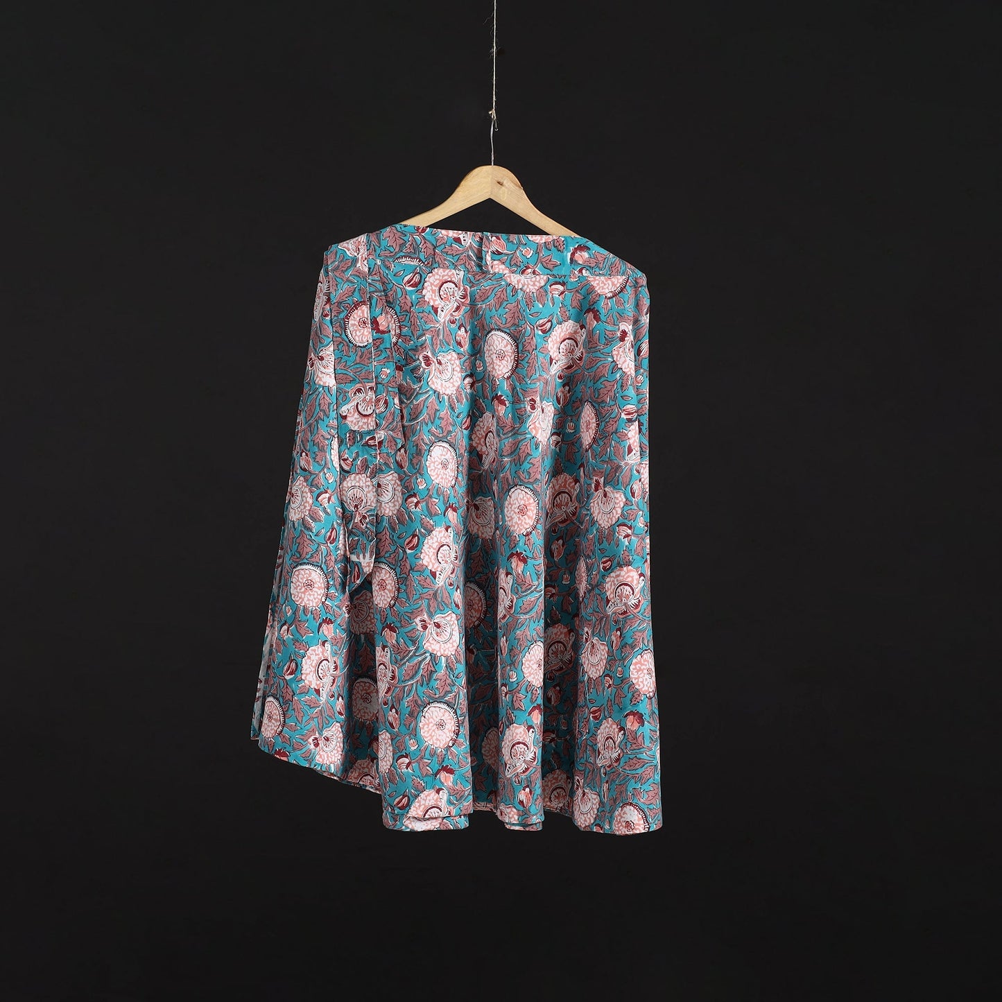 Sanganeri hand cotton wrap around skirt 56 - handcrafted