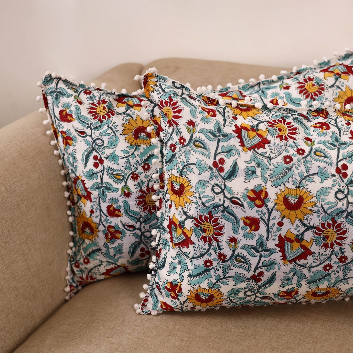 Sanganeri hand pillow covers (set of 2) 41 - handcrafted