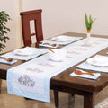 Blue Sanganeri Print Cotton Table Runner with Mats & Napkins