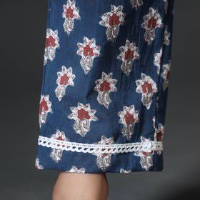 Blue - sanganeri hand printed cotton pant - handcrafted