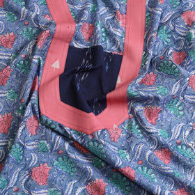 Blue - sanganeri patchwork unstitched kurta material (3m)
