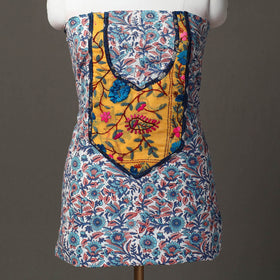 Blue - sanganeri patchwork unstitched kurta material (3m)