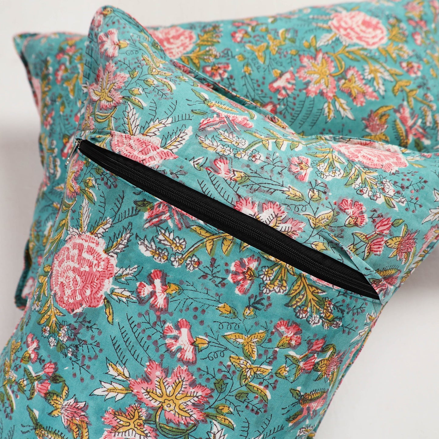 Blue - sanganeri pillow cover (set of 2) 24 - handcrafted