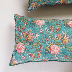 Blue - sanganeri pillow cover (set of 2) 24 - handcrafted