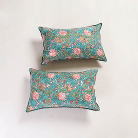Blue - sanganeri pillow cover (set of 2) 24 - handcrafted