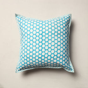 Blue Sanganeri Block Printed Canvas Cotton Cushion Cover