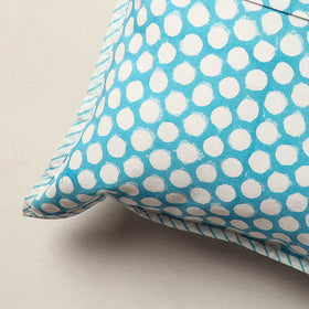 Blue Sanganeri Block Printed Canvas Cotton Cushion Cover