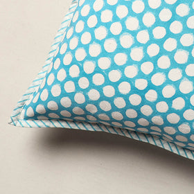 Blue Sanganeri Block Printed Canvas Cotton Cushion Cover