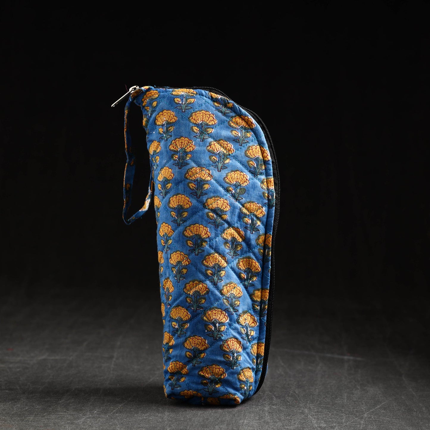 Blue Sanganeri Block Printed Cotton 1L Water Bottle Cover
