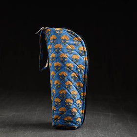Blue Sanganeri Block Printed Cotton 1L Water Bottle Cover