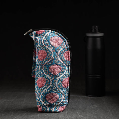 Blue Sanganeri Block Printed Cotton 1LWater Bottle Cover