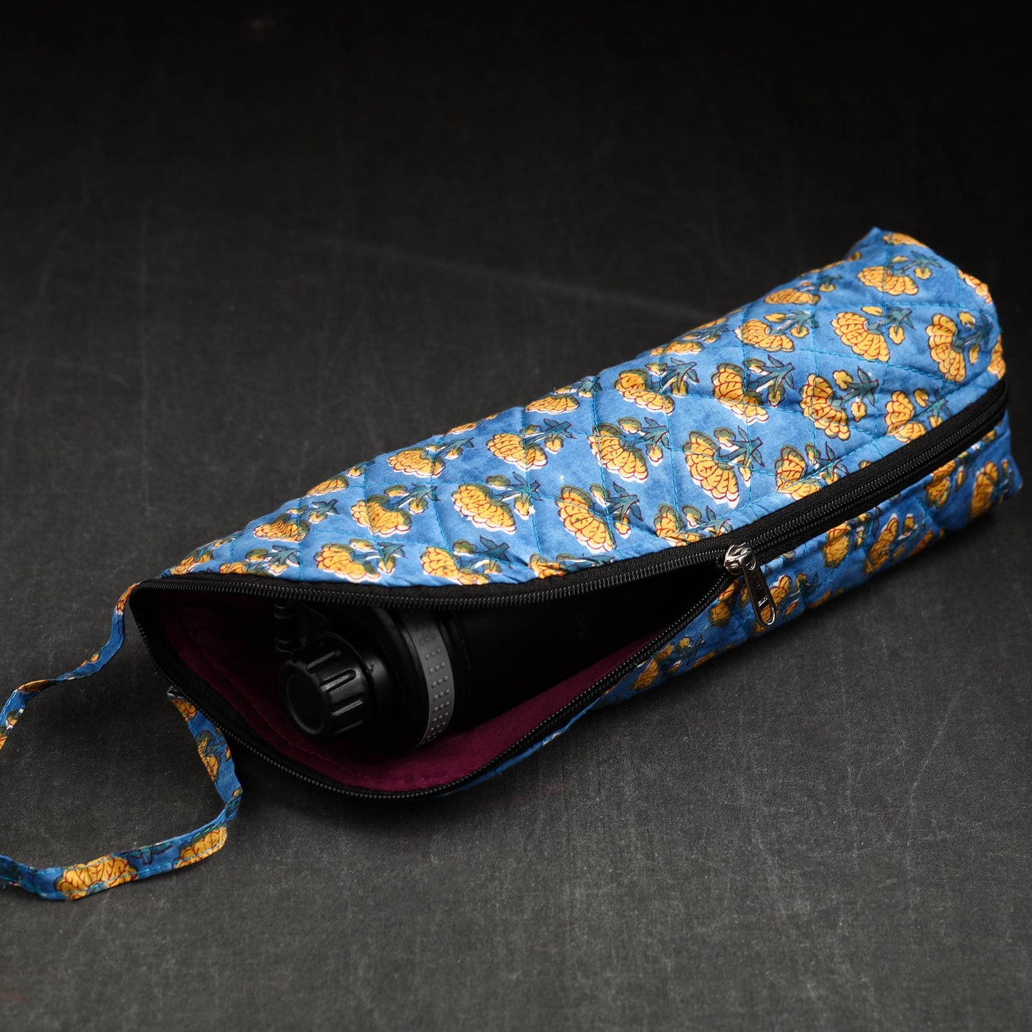 Blue Sanganeri Block Printed Cotton 1L Water Bottle Cover