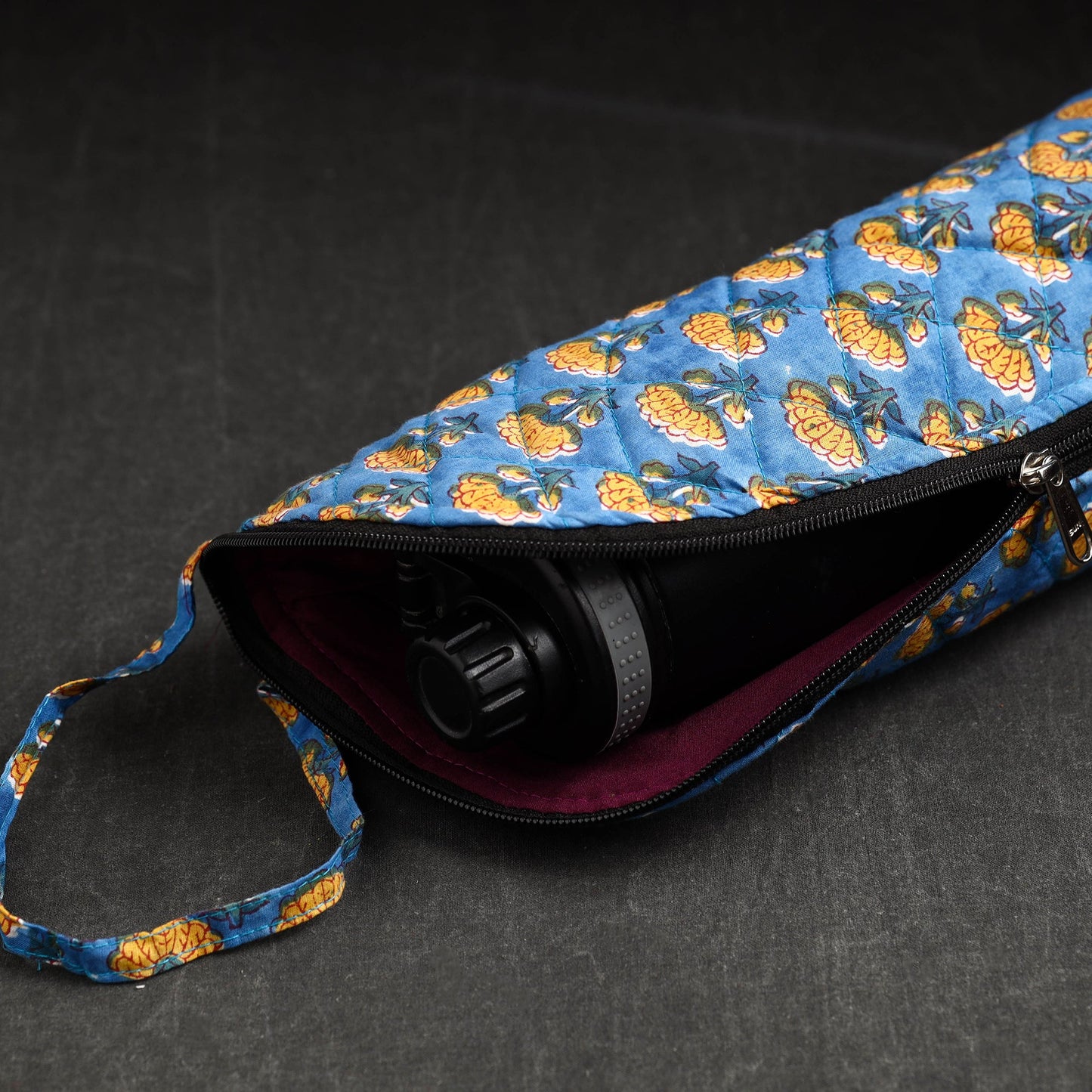 Blue Sanganeri Block Printed Cotton 1L Water Bottle Cover