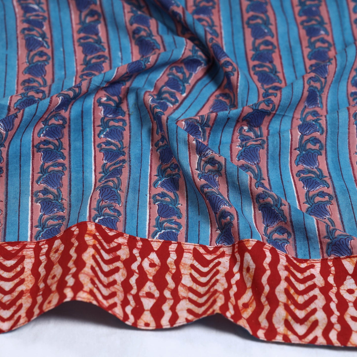 Blue - Sanganeri Block Printed Cotton Blouse Piece