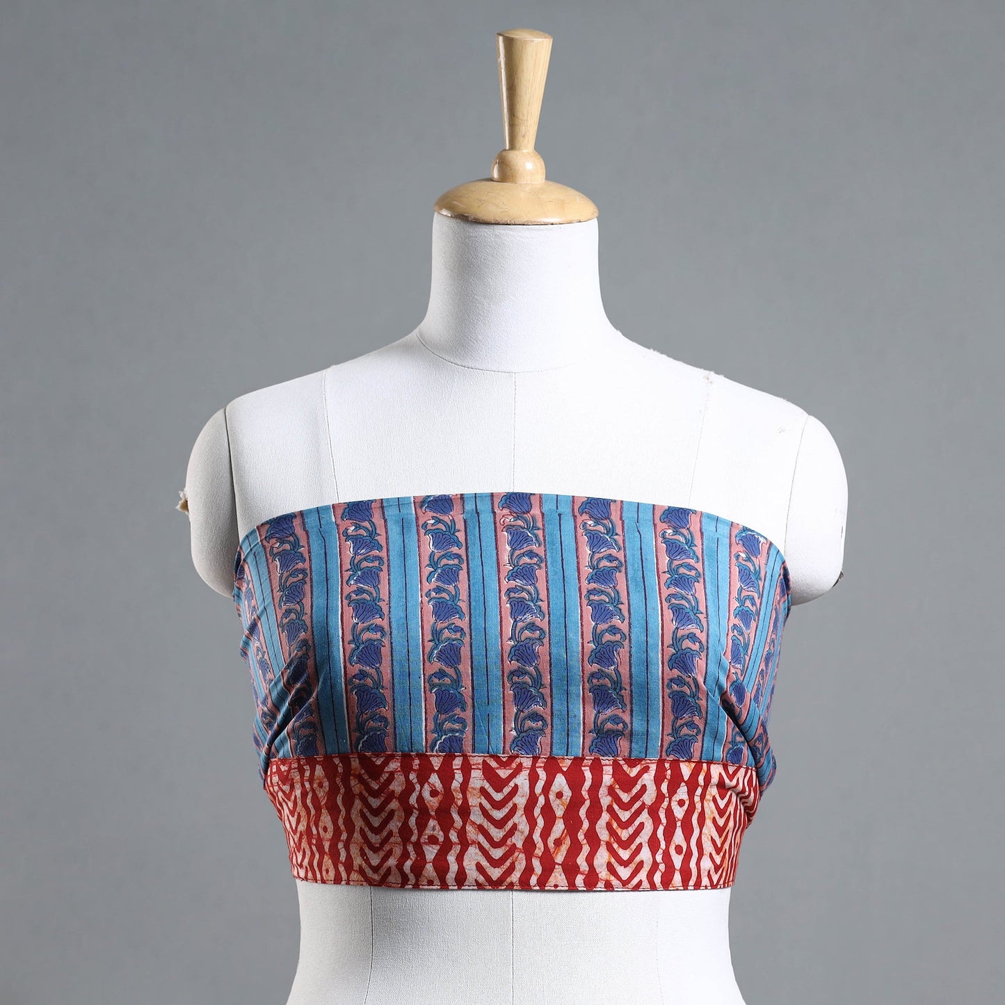 Blue - Sanganeri Block Printed Cotton Blouse Piece