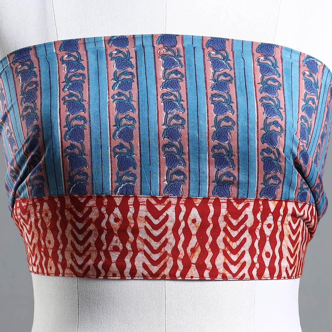 Blue - Sanganeri Block Printed Cotton Blouse Piece