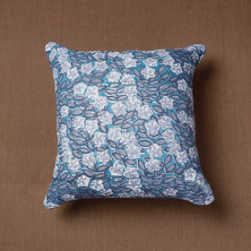 Blue Sanganeri Block Printed Cotton Cushion Cover 